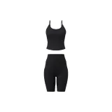 Starburst Black Camisole+Starburst Black Knee-Length Pants