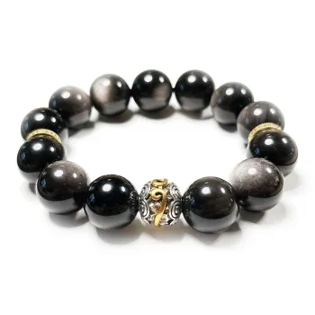 GLMD Natural Obsidian Rich Overnight Beaded Bracelet Unisex