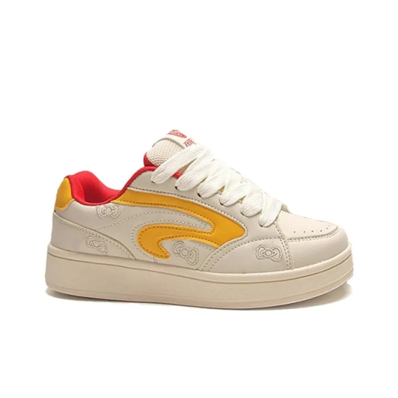 LIANGHUO Coverage Slip Resistant Cushioning Impact Resistance Low Top Skateboard Shoes Women's Beige Yellow-1