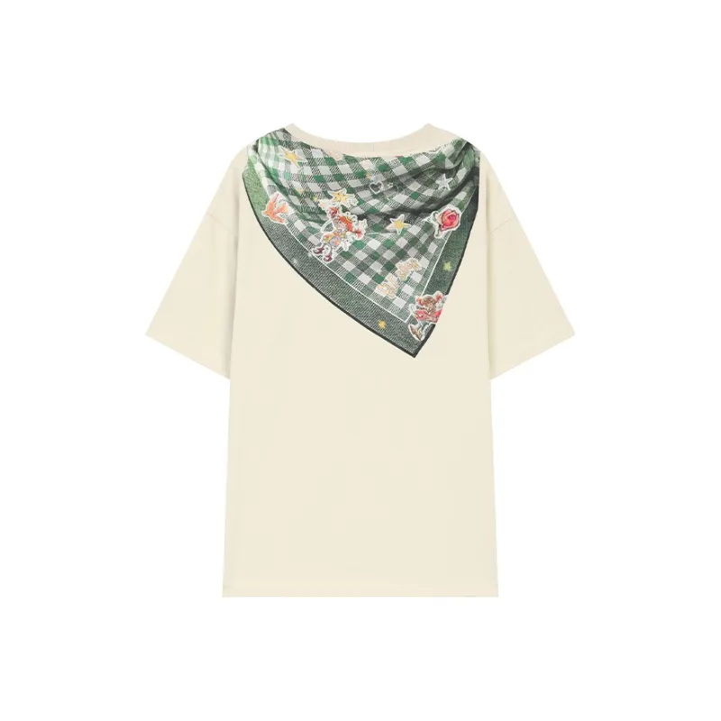 ELF SACK T Shirts Women's Handkerchief Khaki Beige-1