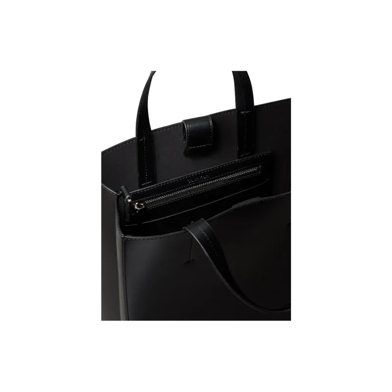 CALVIN KLEIN Leather Tote Bag, Shopping Bag, Shoulder Bag, Handbag Small Size Women's Black-4