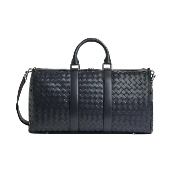 Bottega Veneta Intrecciato Cow Leather Travel Bag Men's Gray