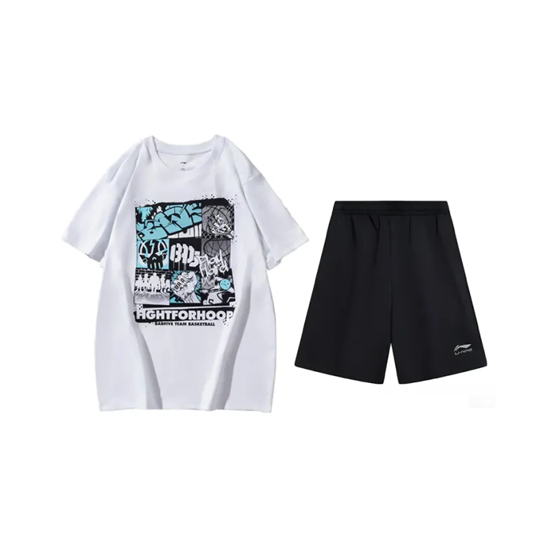 LiNing Sports Casual Suit Unisex White+Black-0