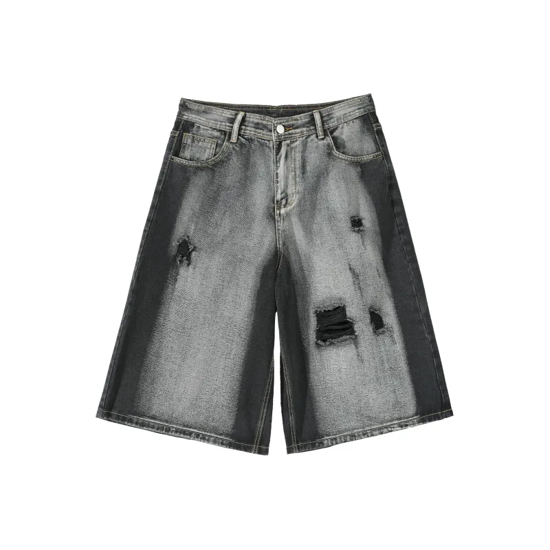 Lee Cooper Denim Shorts Unisex Black Gray Color-0