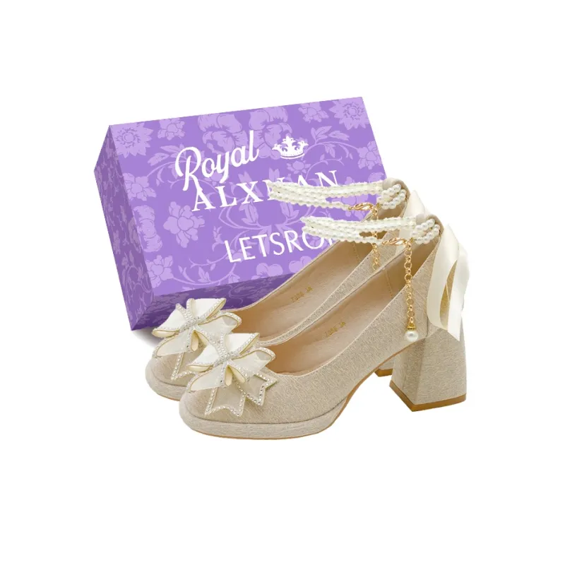 Alxnan Chunky Heel High Heels Women's Champagne-0