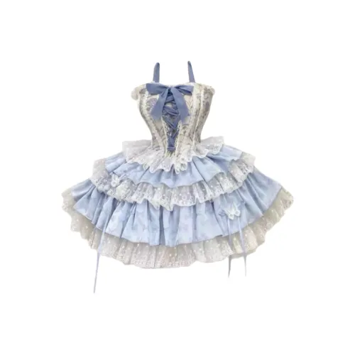 Udon House Slip Dresses Women's Light Blue