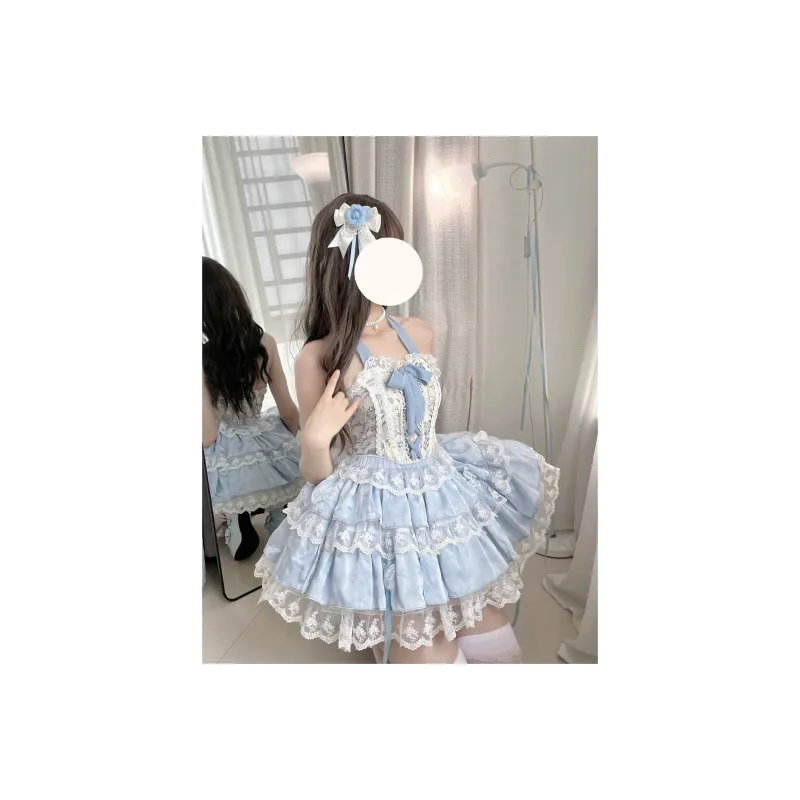 Udon House Slip Dresses Women's Light Blue-1