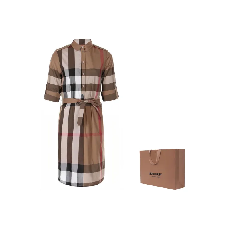 Burberry Short Sleeved Dress Women's Archive Beige-5