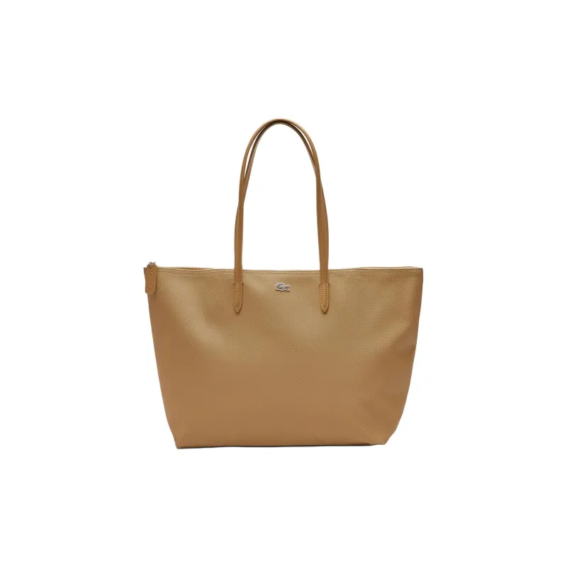 LACOSTE Synthetic Leather Tote Bag, Shopping Bag, Handbag Tubas Women's Beige-0