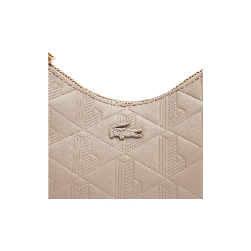LACOSTE Cow Leather One Shoulder Handbag Women's Beige-4