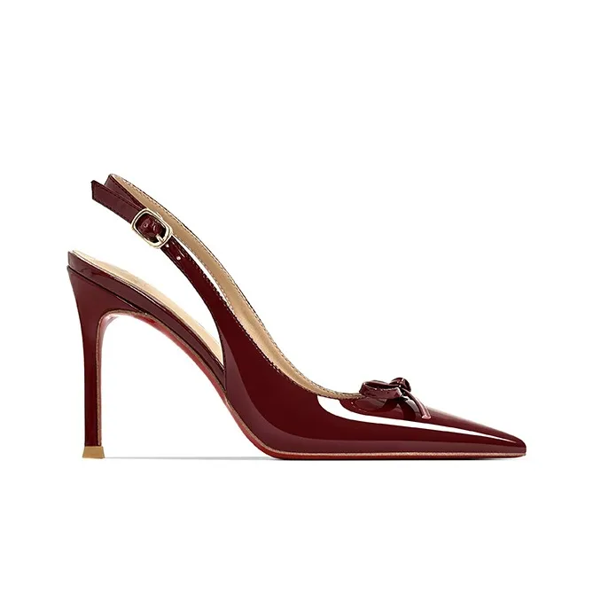 Lan Miao Slim Heel High Heels Women's Burgundy-2