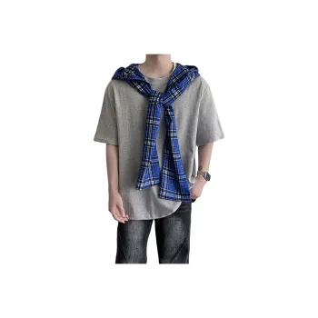 MIIRACER T Shirts Unisex Gray Blue Plaid