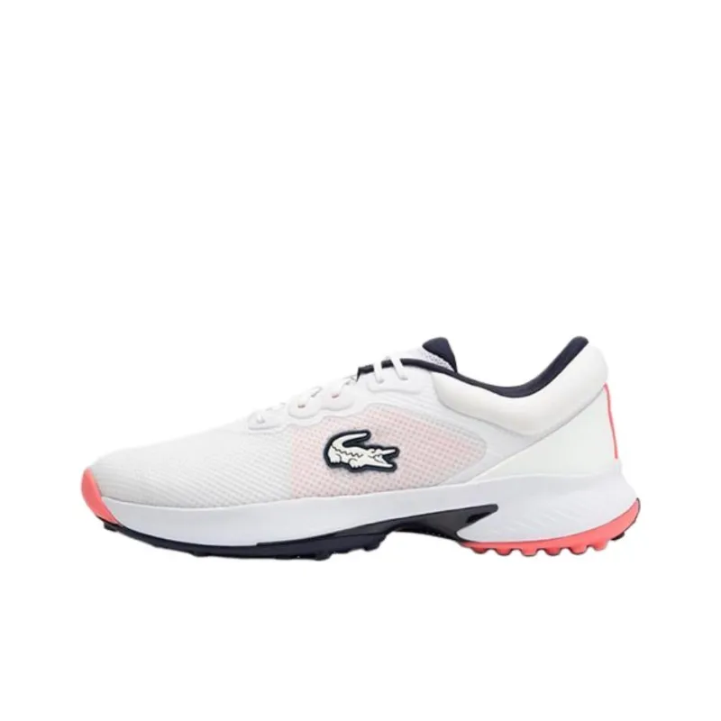 LACOSTE Anti Slip Wear Resistant Low Top Golf Shoes Women's White Red-0