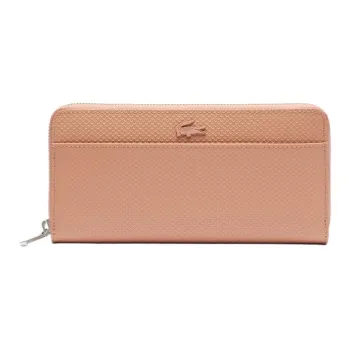 LACOSTE Cow Leather Wallet Large Size Women's Beige