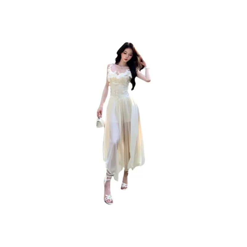Mu Xiao Xin Slip Dresses Women's Apricot-0