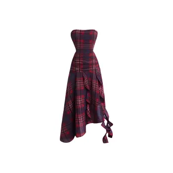 OZVO Sleeveless Dresses Women's Red Plaid