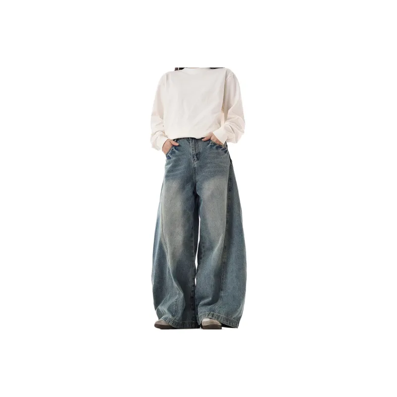 NEVER RULE Jeans Unisex Washed Blue-0
