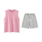 Pink+Heather Gray[Tank Top Clothing Sets]