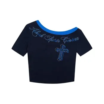 ABCMININ T Shirts Women's Navy Blue