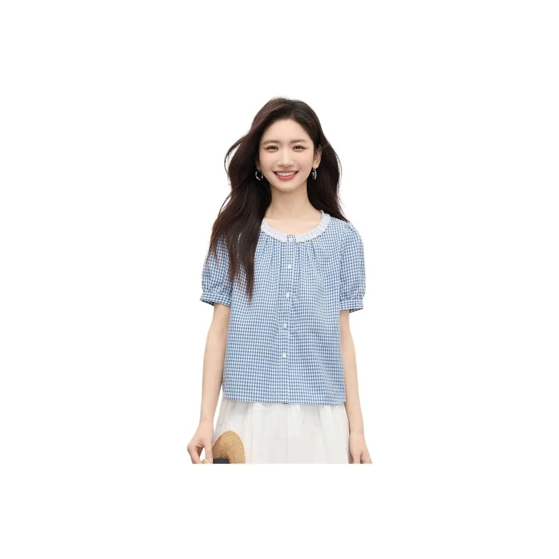 Flowers In Water Short Sleeved Shirt Women's-0