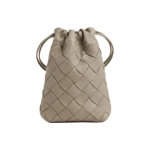 Bottega Veneta Calfskin Shoulder Bag, Crossbody Bag Men's Gray Brown