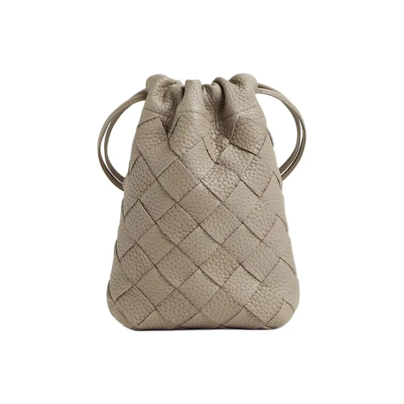 Bottega Veneta Calfskin Shoulder Bag, Crossbody Bag Men's Gray Brown-0
