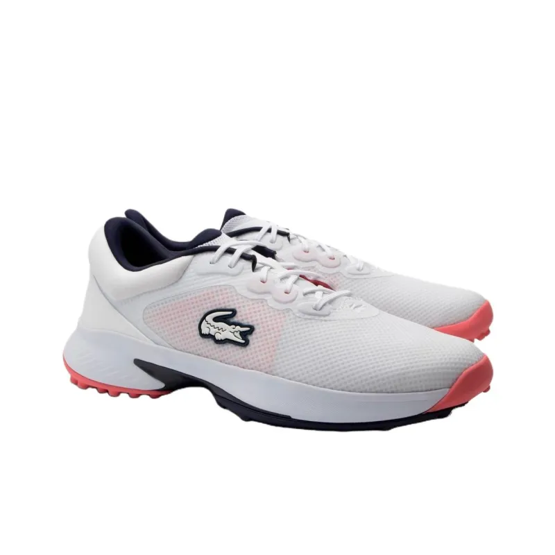 LACOSTE Anti Slip Wear Resistant Low Top Golf Shoes Women's White Red-1