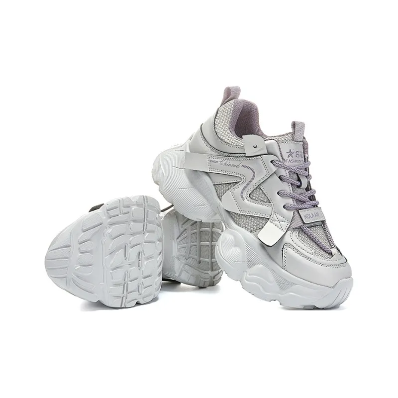 DGUMI Slip Resistant, Abrasion Resistant, Breathable, Height Increasing Low Top Chunky Sneakers Women's-2
