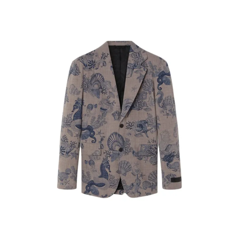 VERSACE Coral Theatre Single breasted Wool Blazer-0