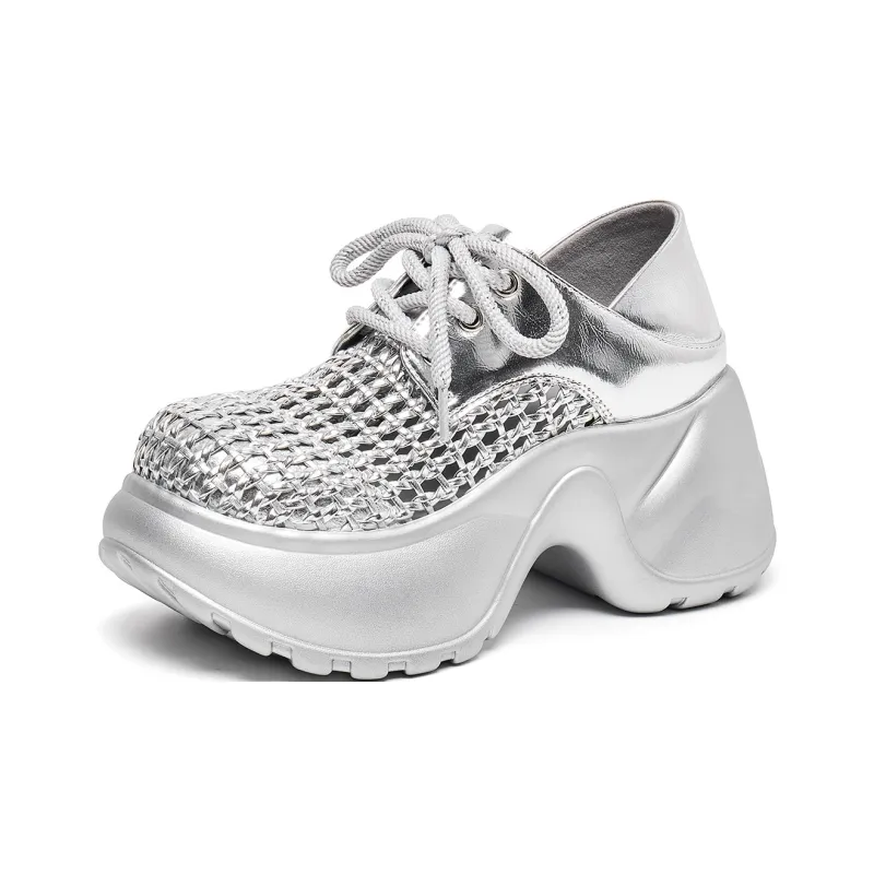 Lee Cooper Slip Resistant, Abrasion Resistant, Height Increasing, Breathable Low Top Chunky Sneakers Women's-1
