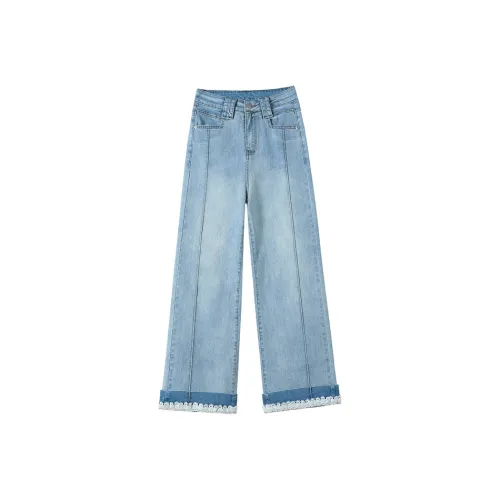 Garbege Jeans Women's Light Blue Ankle Length
