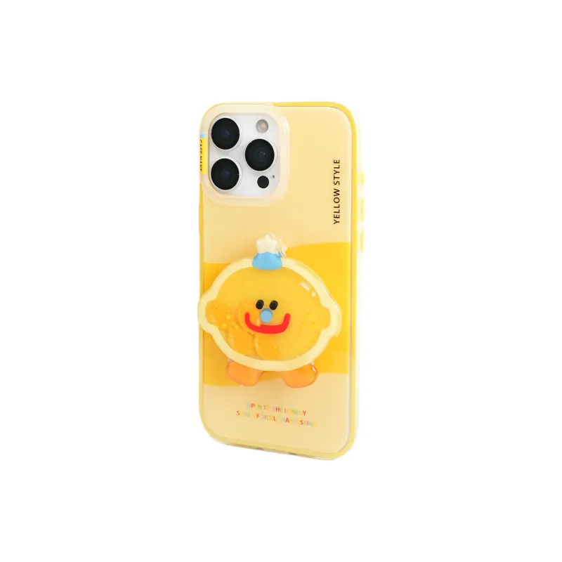 Wei Xin Acrylic Material Yellow Lemon Figure Stand Phone Cases Compatible With IPhone 16/15 Pro Max/Apple 13/14 Pro/Max-2