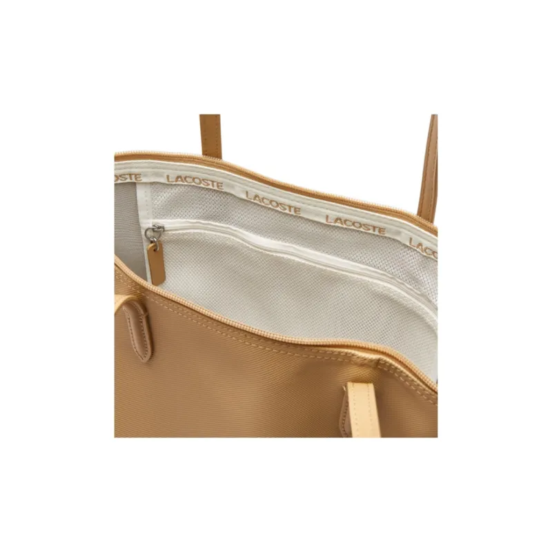 LACOSTE Synthetic Leather Tote Bag, Shopping Bag, Handbag Tubas Women's Beige-3