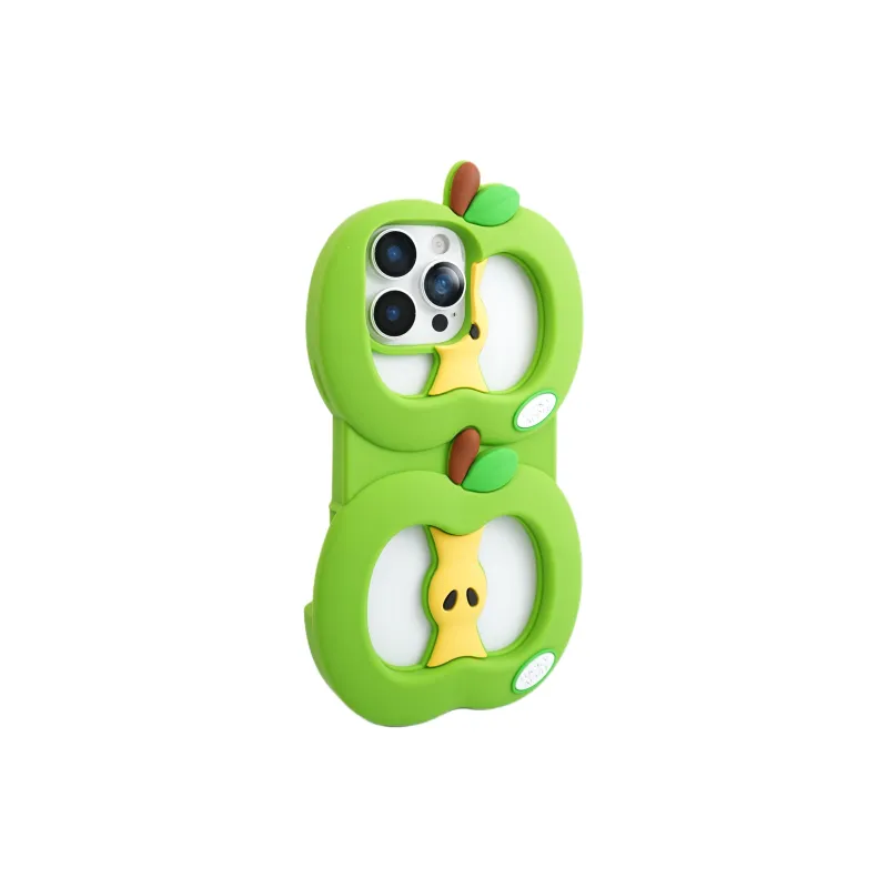 Wei Xin Silicone Material Cut Out Red Green Apple Phone Cases Compatible With IPhone 16/15 Pro Max/Apple 13/14 Pro/Max-6