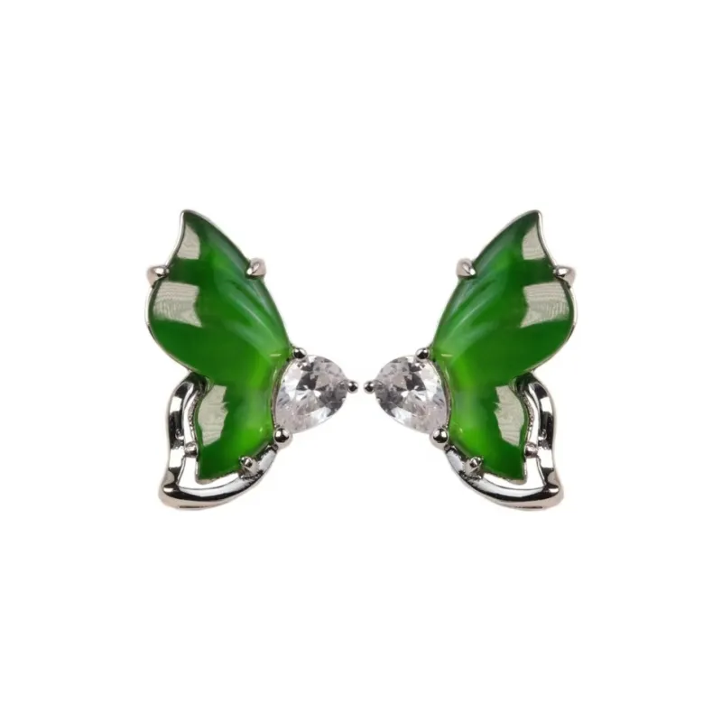 GUANFEI Ice Glutinous Jadeite Stud Earrings Women's-0