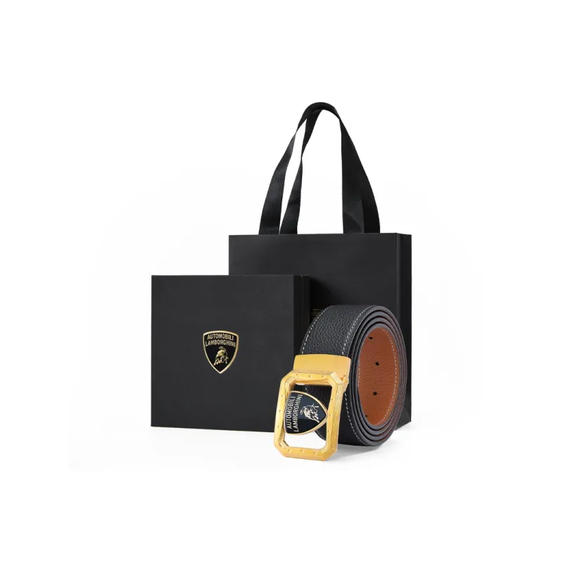 Automobili Lamborghini Cow Leather Belt/Belt Men's 3.7cm-1