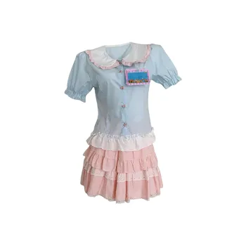 COVT Two Piece Skirt Sets Women's Pink Blue CP Color Two Piece Set