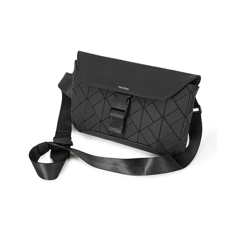Mulinsen PU Messenger Bag, Crossbody Bag, Shoulder Bag Unisex Black-3