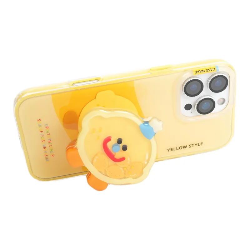 Wei Xin Acrylic Material Yellow Lemon Figure Stand Phone Cases Compatible With IPhone 16/15 Pro Max/Apple 13/14 Pro/Max-3