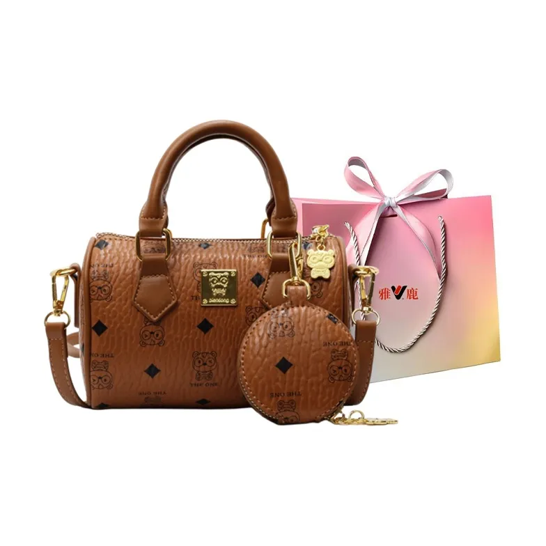 Yalu PU Handbag Regular Women's Brown/Pink/Ecru-0