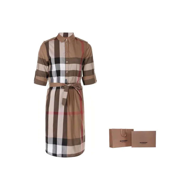 Burberry Short Sleeved Dress Women's Archive Beige-7