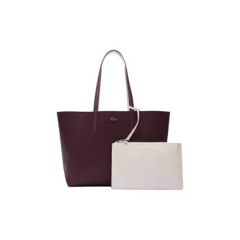 LACOSTE Synthetic Leather Tote Bag, Shopping Bag, Shoulder Bag Women's Bordeaux Red