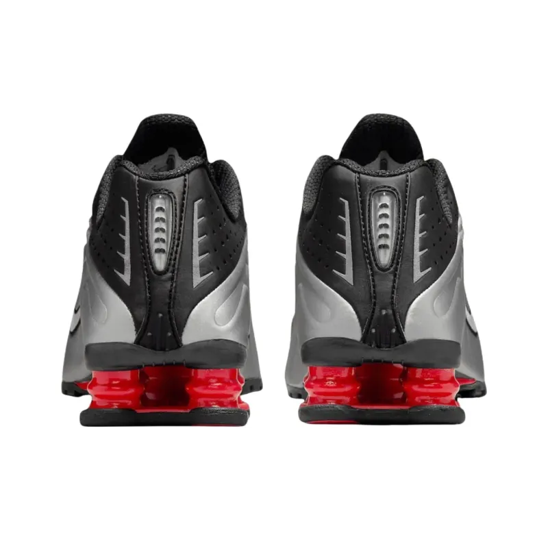 Nike Shox R4 Anti Slip Wear Resistant Low Top Casual Running Shoes Unisex Silver Black-4