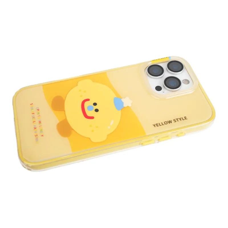 Wei Xin Acrylic Material Yellow Lemon Figure Stand Phone Cases Compatible With IPhone 16/15 Pro Max/Apple 13/14 Pro/Max-7