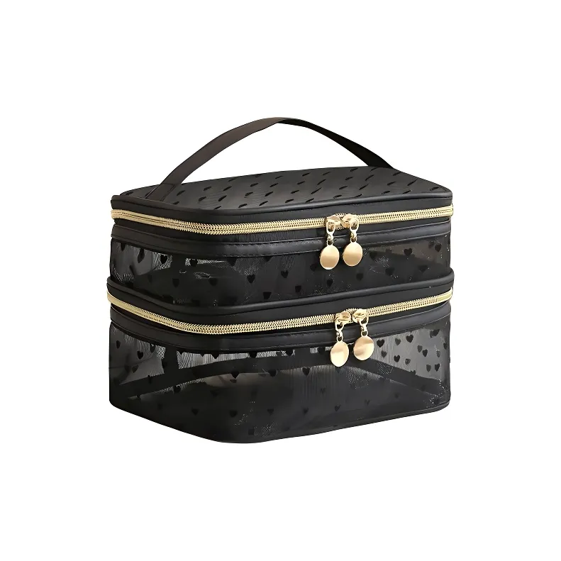 Future Maple Flock Heart Gauze Business Travel Storage Bag Makeup Bags Multifunctional Usage Modern Minimalist Style-5