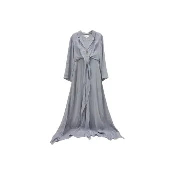 CHANEL Long Sleeved Dress Women's Gray