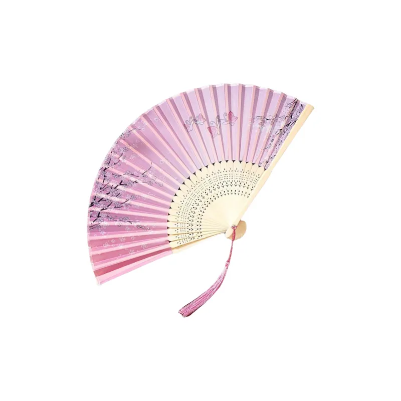 JINGDI Twill Damask And Silk Foldable Small Fan-12