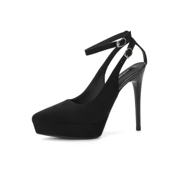 Lan Miao Slim Heel High Heels Women's Fleece Black