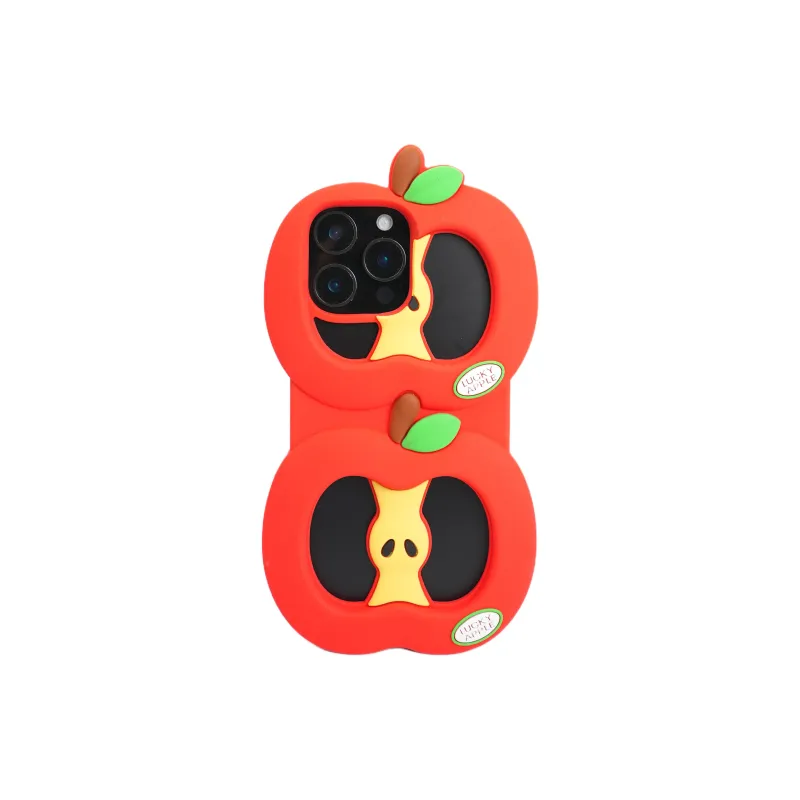 Wei Xin Silicone Material Cut Out Red Green Apple Phone Cases Compatible With IPhone 16/15 Pro Max/Apple 13/14 Pro/Max-1