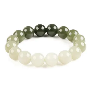 Artisan Lock Heart Jade Bracelets Pale Greenish White Jade Unisex